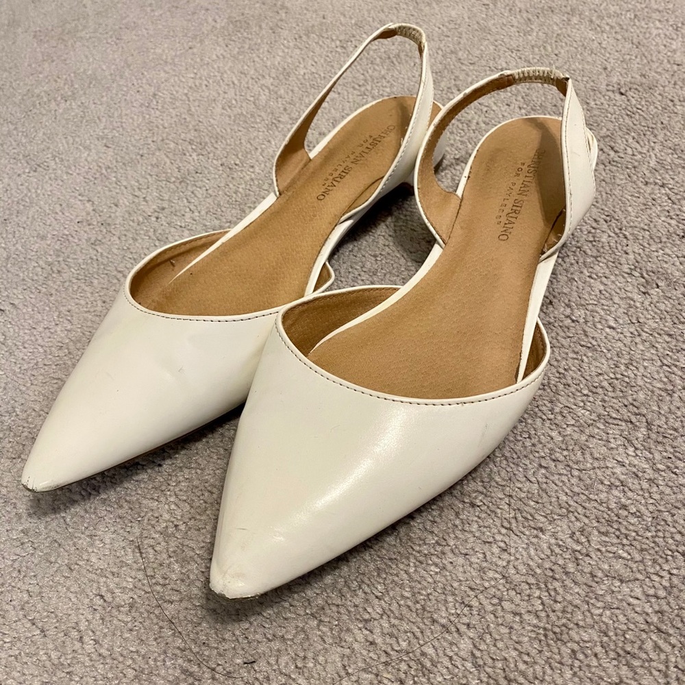 🔷 Christian Siriano White Slingback Flats